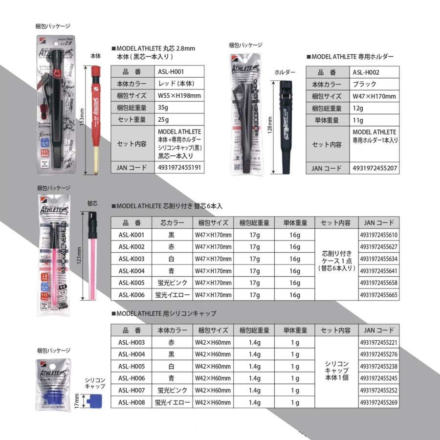 祥碩堂 MODEL ATHLETE アスリート マルハンズ限定セット 本体+替芯2個 選べるカラー 2.8mm マーキングペンシル