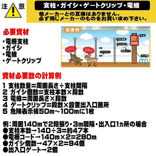 シンセイ 電柵支柱 防獣用 電気柵 支柱 鉄管 FRP ガイシ付き FRP支柱 Φ11mm Φ14mm Φ16mm Φ20mm 900mm 1800mm 1850mm