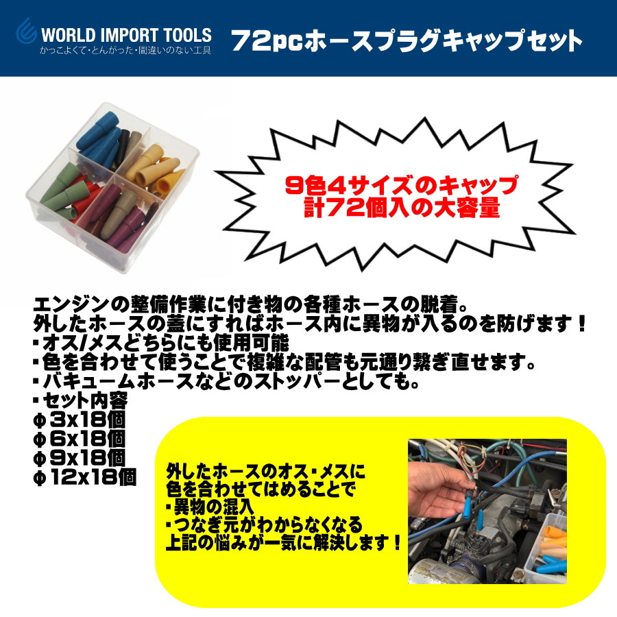 WIT 72pc ホースプラグキャップセット 5002573