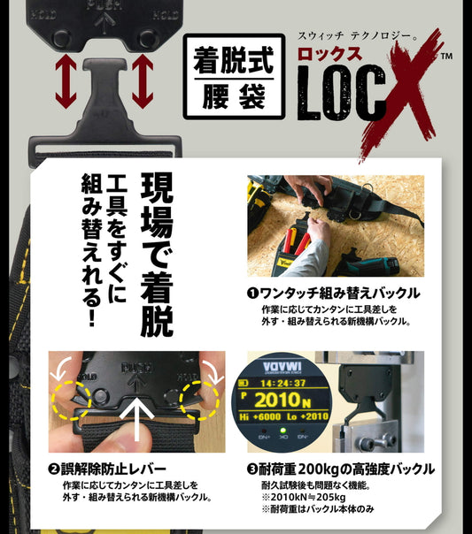 【初回入荷即日出荷分】 ツノダ 着脱式 腰袋 / 工具ホルダー LOCX (ロックス)