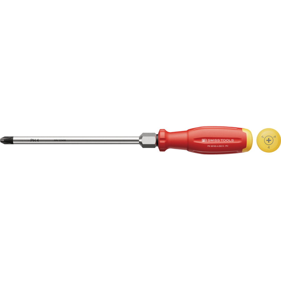 PBスイスツールズ SWISSGRIP EVO プラスドライバー 根元六角 38190-S 六角トルク対応 高トルク作業用 #2 #3 #4