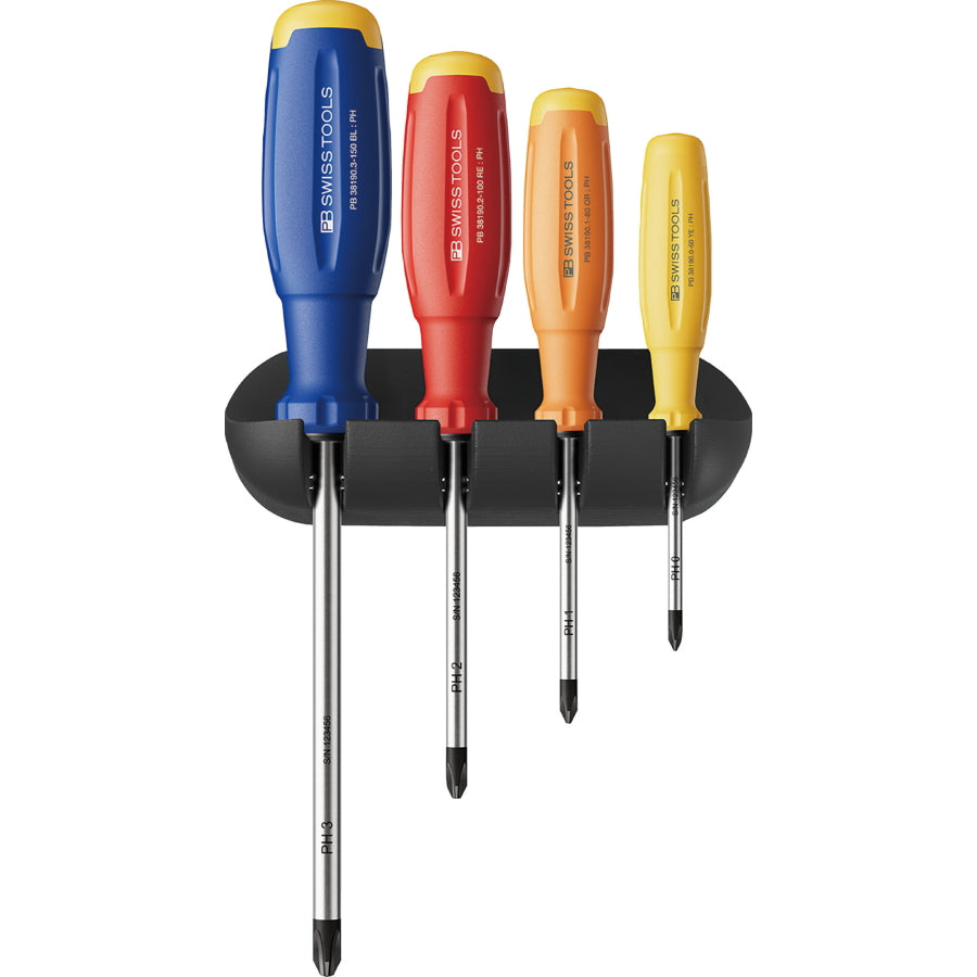 PBスイスツールズ SWISSGRIP EVO レインボー プラスドライバー 38190 カラー別サイズ展開 #0 #1 #2 #3 ホルダー付セットあり