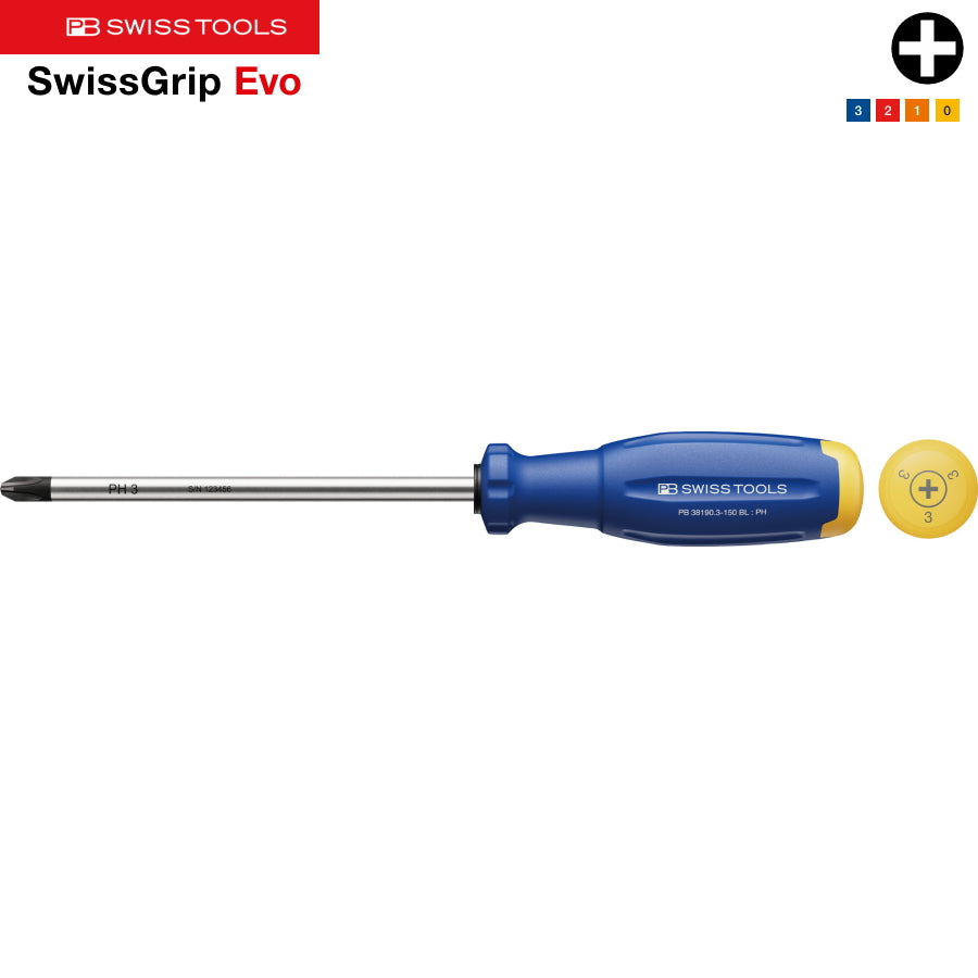 ペンペン1 PBスイスツールズ SWISSGRIP EVO レインボー プラスドライバー 38190