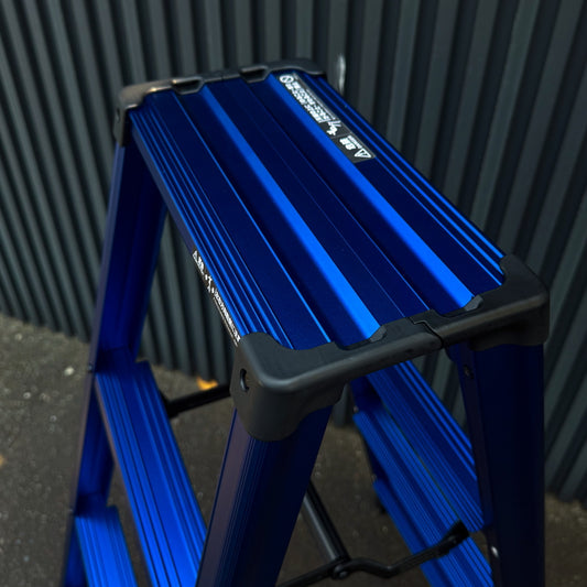 【限定品】 高儀 × ハセガワ メタルブルー 4尺脚立 MB-12 / 脚部伸縮足場台 MB-1000