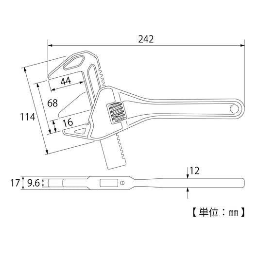 トップ工業 トラップレンチ(たて型アルミモーターレンチ) TMW-1665