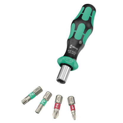 【廃盤品限定特価】 Wera 838 RA S/4 ラチェットビットホルダー ドライバーセット 135823 1/4インチ外六角ビット対応