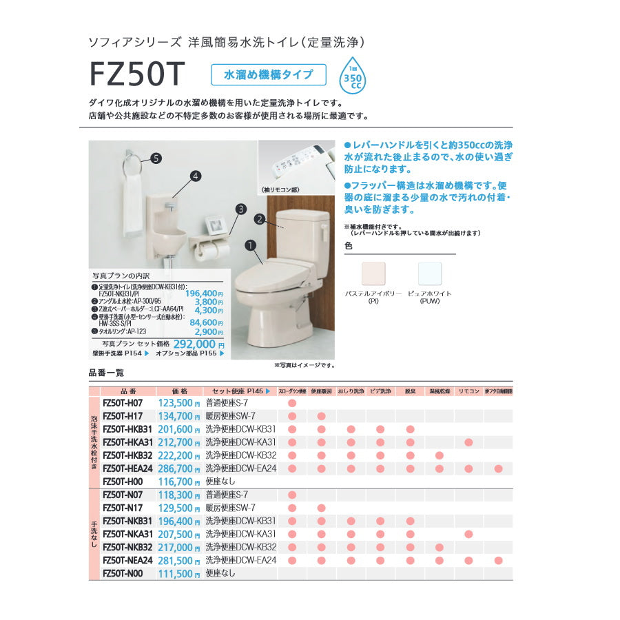 ダイワ化成 簡易水栓便器 FZ50T 定量洗浄水タイプ エロンゲートサイズ