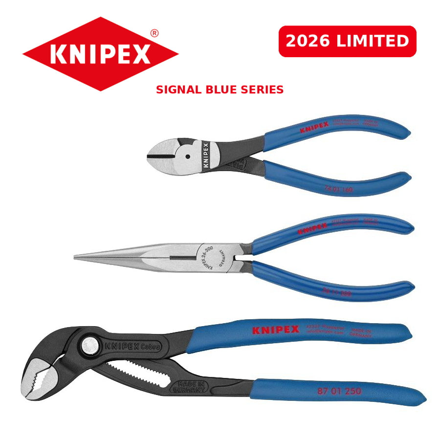 【予約商品】 KNIPEX クニペックス  2026年限定 シグナルブルー コブラ ウォーターポンププライヤー 8701-250B12 / ラジオペンチ 2611-200B01 / ニッパー 7401-160B03