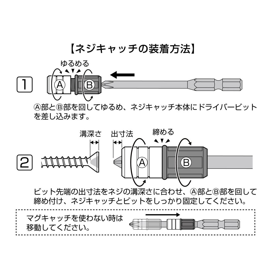 アネックス 強力マグネット式段付ネジキャッチ 段付ビット  ADM
