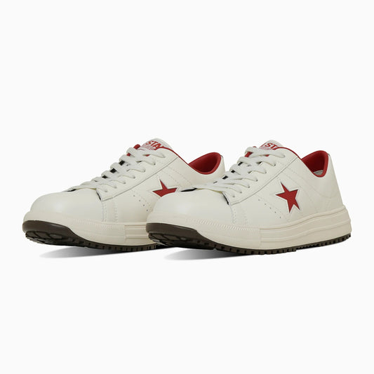 CONVERSE コンバース ONE STAR PS 33701752 ホワイト/レッド JSAA A種 プロスニーカー 安全靴 作業用シューズ ローカット