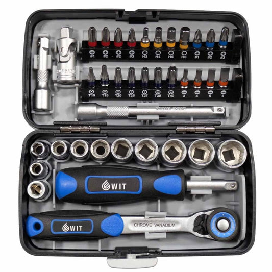 WIT ワールドインポートツールズ 1/4drソケットビットセット 5018282 WIT-10004 38pcs ラチェット ソケット ビット HEX TX PZ