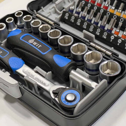 WIT ワールドインポートツールズ 1/4drソケットビットセット 5018282 WIT-10004 38pcs ラチェット ソケット ビット HEX TX PZ