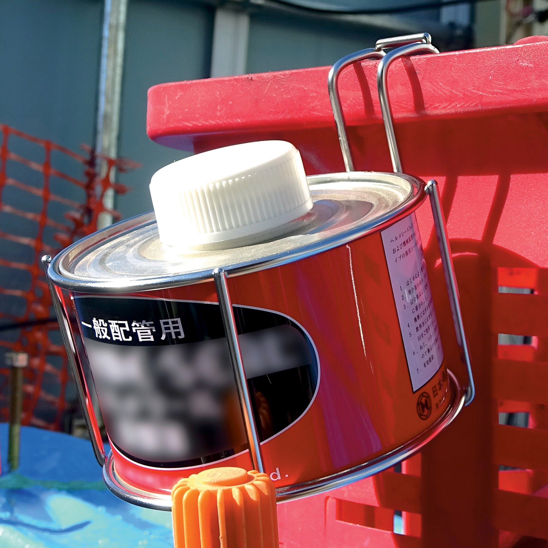 新潟精機 塩ビ管接着剤ホルダー 脚掛 ASK ステンレス製 缶ホルダー