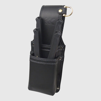 フジ矢 黒金 LIGHT PU LEATHER SERIES 圧着2段ホルダー