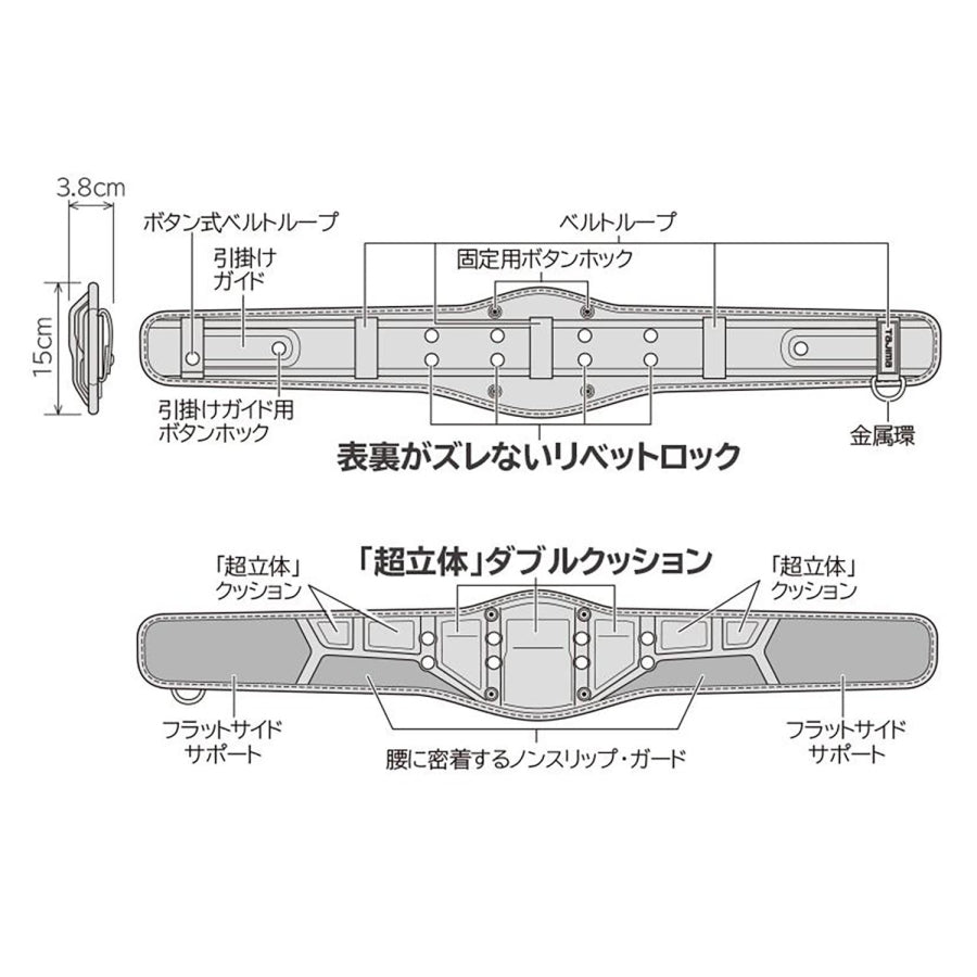 タジマ SEG胴当てベルト 超立体 CRX700 CRX800 CRX900 50mm幅対応