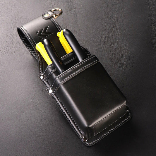 フジ矢 黒金 LIGHT PU LEATHER SERIES 圧着2段ホルダー