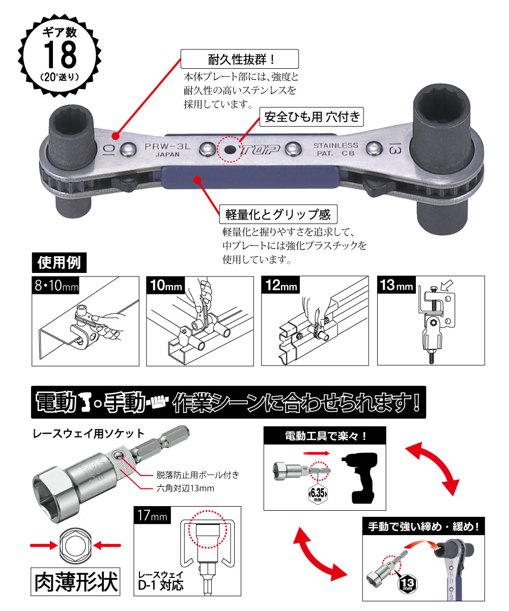 トップ工業 レースウェイ用ソケット付ラクラッチ PRW-3LS