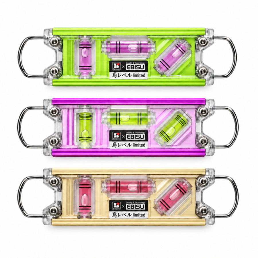 Bolaco ボラコ × EBISU エビス 鳶レベルPRO Limited 限定カラー 金 紫 緑 BE-TBPGO BE-TBPV BE-TBPGR 水平器 160mm マグネット付き V溝 蓄光 水平 垂直 45度 鉄骨工事