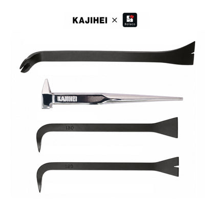 KAJIHEI インテリアバールシリーズ マットブラック 平型 V型 180mm 210mm 壁際バール 鏡面二徳釘〆