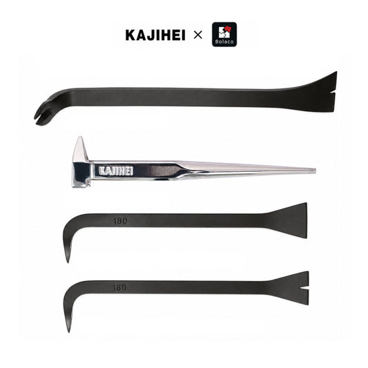 KAJIHEI インテリアバールシリーズ マットブラック 平型 V型 180mm 210mm 壁際バール 鏡面二徳釘〆