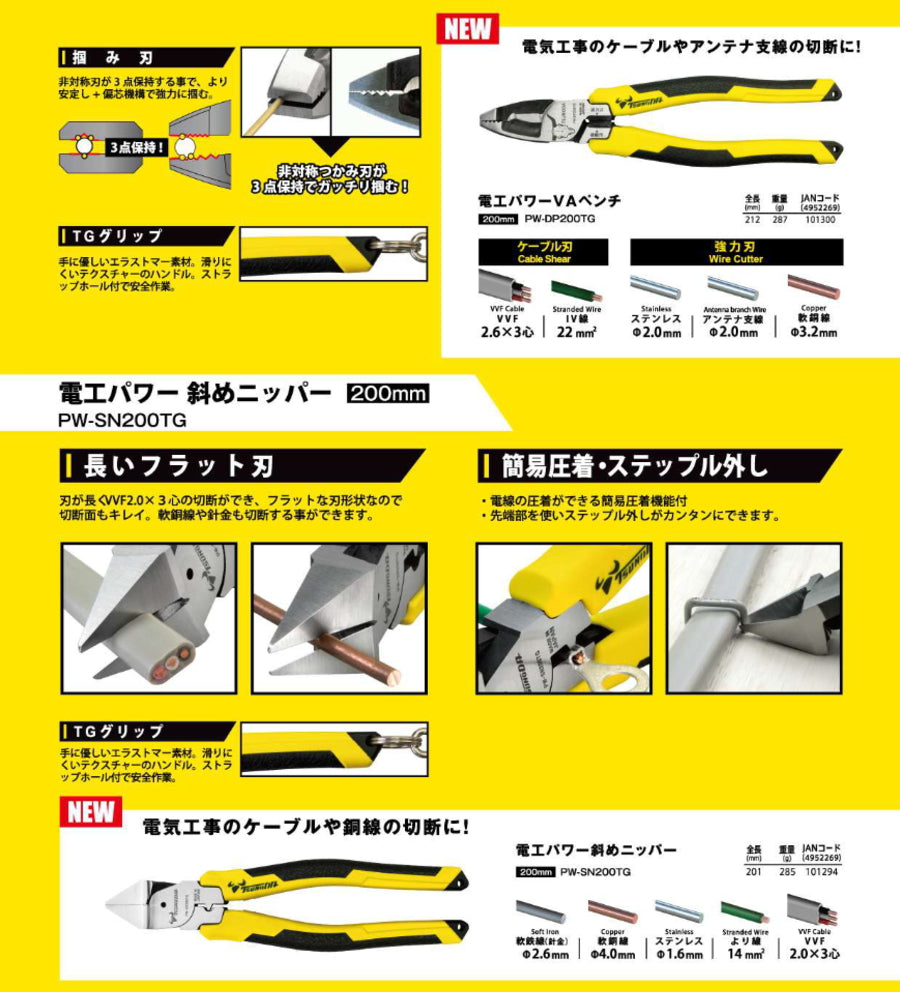 ツノダ 電工パワー VAペンチ / 斜めニッパー