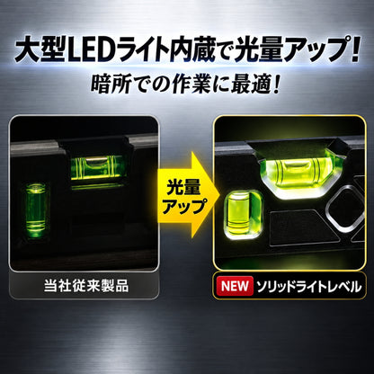 【予約】EBISU エビス ED-18SOLL ソリッドライトレベル 180mm 大型LEDライト V溝 超強力磁石付き アルミ水平器