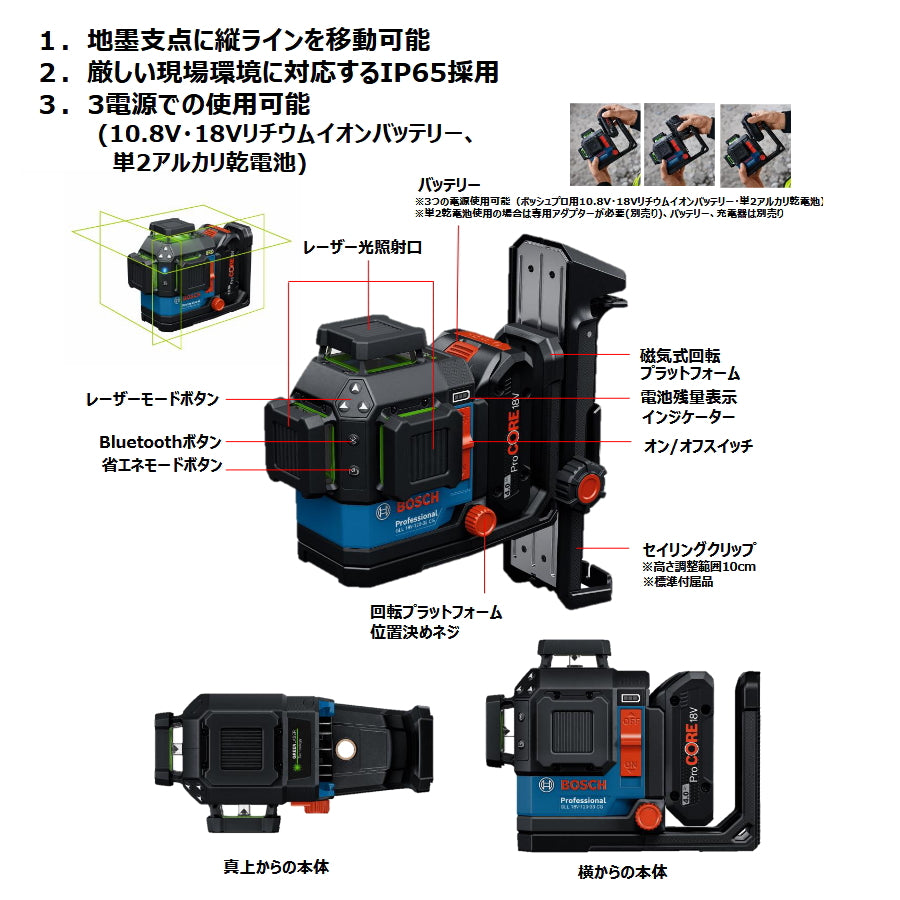 【限定特価】 ボッシュ グリーンレーザー墨出し器 GLL 18V-120-33CG フルライン ジンバル式