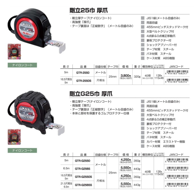 KDS コンベックス 剛立 厚爪 GT-R シリーズ 25巾