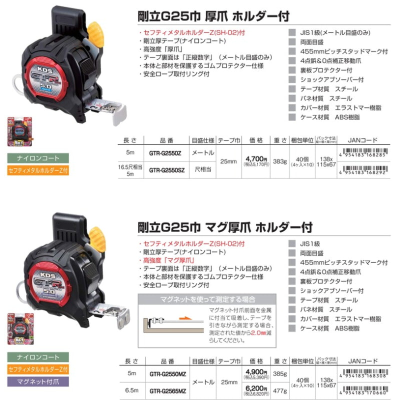 KDS コンベックス 剛立 厚爪 GT-R シリーズ 25巾