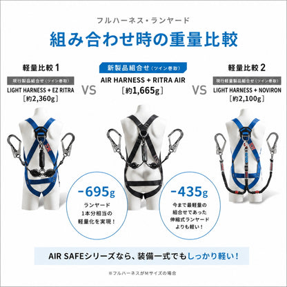 【予約商品】 藤井電工 TSUYORON AIR SAFE エアセーフ フルハーネス ランヤード TH-700-OT RITRA AIR RITRA FREE 130kg対応 シングル ツイン