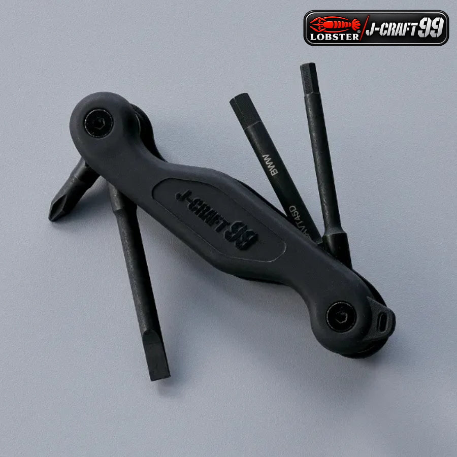 LOBSTER ロブテックス J-CRAFT99 エアコンバルブツールプラス JBAVT45D エアコン工事工具 六角レンチ 4mm 5mm プラスドライバー #2 マイナスドライバー 5.5 室外機 電線外し ボールラッチ 折りたたみ式