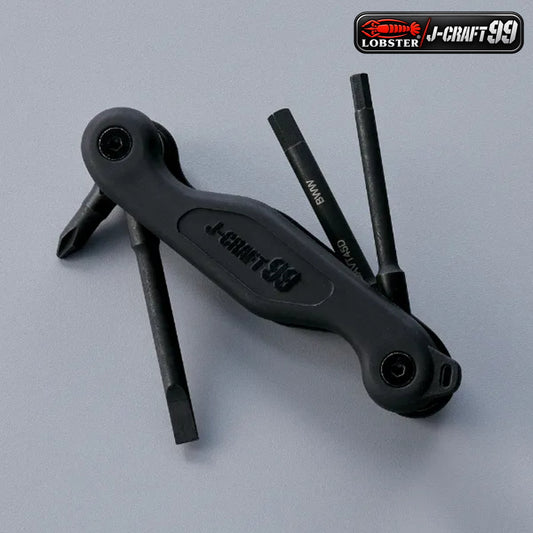 LOBSTER ロブテックス J-CRAFT99 エアコンバルブツールプラス JBAVT45D エアコン工事工具 六角レンチ 4mm 5mm プラスドライバー #2 マイナスドライバー 5.5 室外機 電線外し ボールラッチ 折りたたみ式