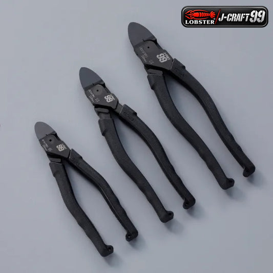 LOBSTER ロブテックス J-CRAFT99 パワーニッパー 薄刃 電工用 JB165PWNU JB200PWNU JB225PWNU 偏芯テコ フラット刃 全長168mm 199mm 218mm VVF線 銅線 軟鉄線 より線 電線切断 エラストマーグリップ 配線作業 電気工事
