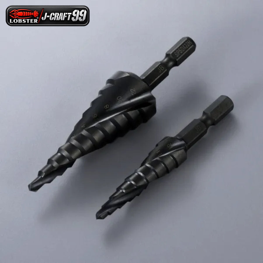 LOBSTER ロブテックス J-CRAFT99 スパイラルステージドリル JBSPSD412H JBSPSD422H ステップドリル タケノコドリル 9段 10段 4-12mm 4-22mm AlCrN 窒素アルミクロムコーティング 6.35mm六角軸 鉄板 ステンレス 木材 プラスチック 穴あけ