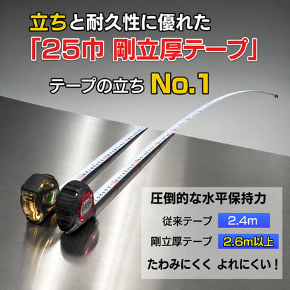 ムラテックKDS 剛立 25巾 GT-Rシリーズ コンベックス 厚爪・マグ厚爪・ホルダー付 5m／6.5m