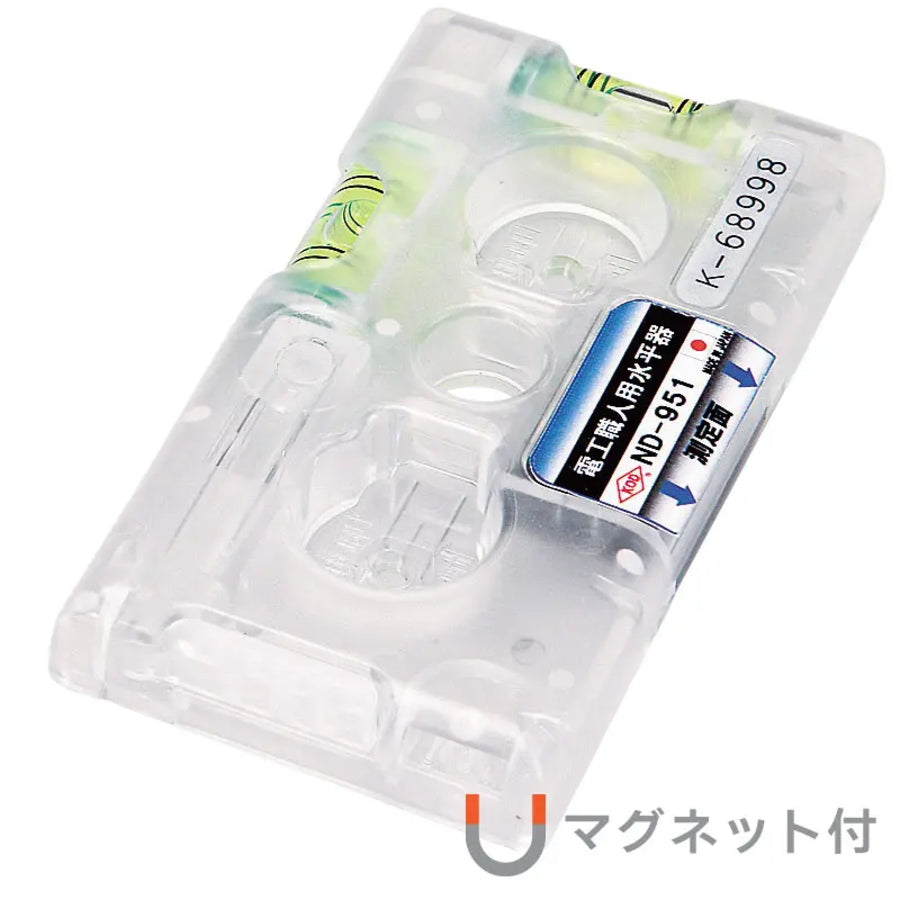 KOD アカツキ製作所 ND-951 ND-951T 電工職人用水平器 検電テスター付 多機能水平器 マグネット付 ポリカーボネート製 垂直だし けがき対応