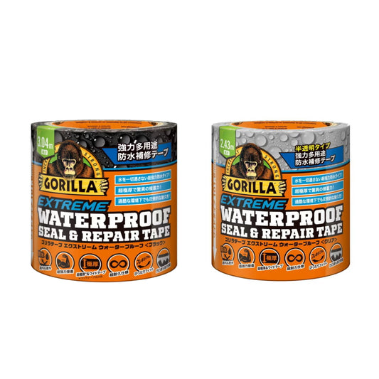 KURE ゴリラ 強力多用途防水補修テープ エクストリーム ブラック 1782 / クリア 1789