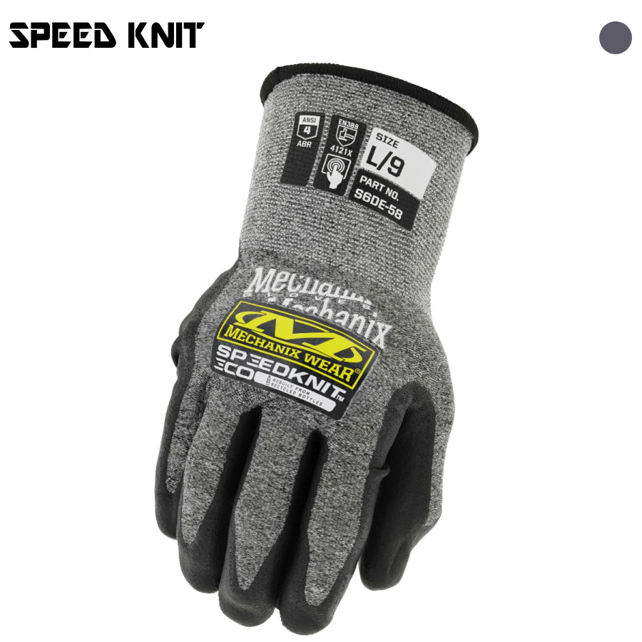 MECHANIX メカニクスウェア スピードニット エコ S6DE58 ワークグローブ 手袋 再生PET ニトリルコーティング EN388 タッチ対応 作業用 建設 物流 整備