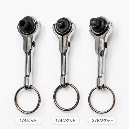 BOLTEX ボルテックス MINIMO ミニモ 小型携帯ラチェット スイベルヘッド キーホルダー式 1/4DRビット 1/4DR・3/8DRソケット