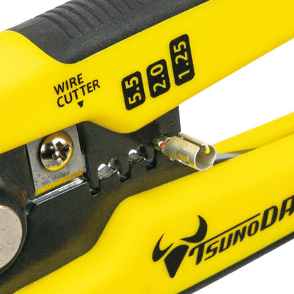 TSUNODA ツノダ マルチストリッパー MWS-200 200mm 自動ストリップ ワイヤーストリッパー 電線切断 簡易圧着 ギボシ端子 オープンバレル端子 IV線 より線 0.2～5.5sq AWG24～10