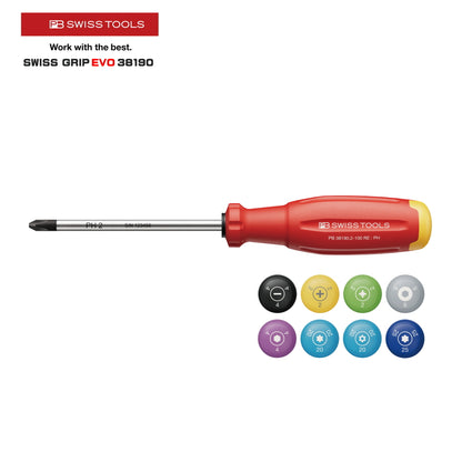 PB SWISS TOOLS 38190 / 38100 カラーシリーズ プラスドライバー マイナスドライバー 新型グリップ SWISS GRIP EVO