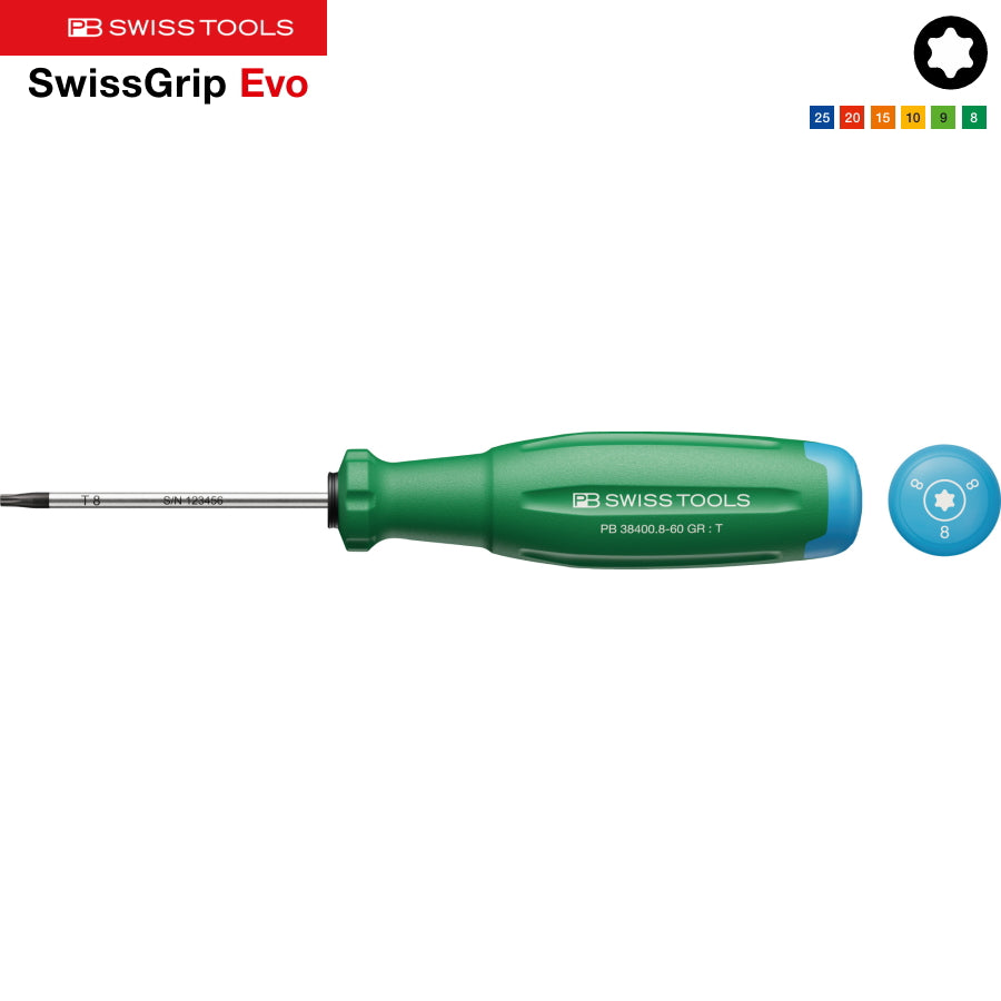 PB スイスツールズ 新型グリップEVO へクスローブドライバー レインボー 38400