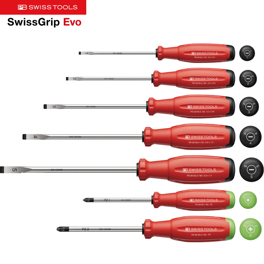 PB スイスツールズ 新型グリップEVO ドライバー アソートセット 38252 / 38244.H / 38253 / 38472 / 38535