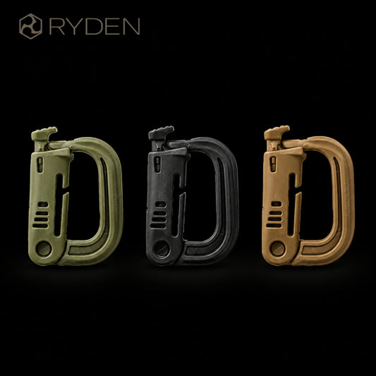 RYDEN（ライデン）カラビナグリムロック ITW-GL-B／ITW-GL-T／OTW-GL-CB ボタン式 ワンタッチ開閉 全長約5.5cm 3色展開