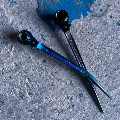 トップ工業 受注生産限定カラー イオンプレーティングブルー / ブラックニッケルメッキ 両口ラチェットレンチ  RM-ST-B/BN