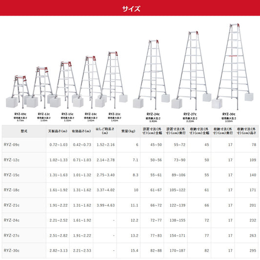 ハセガワ 脚部伸縮脚立 RYZｰd 2台 と 伸縮足場板 SSF1.0 1枚 マルハンズオリジナルセット
