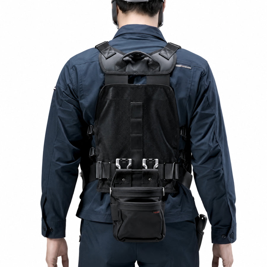【10月以降発売予約品】 Tajima タジマ セフベスト SFVEMBK SFVELBK 3段セフベルト M/L 黒 セフホルダー付