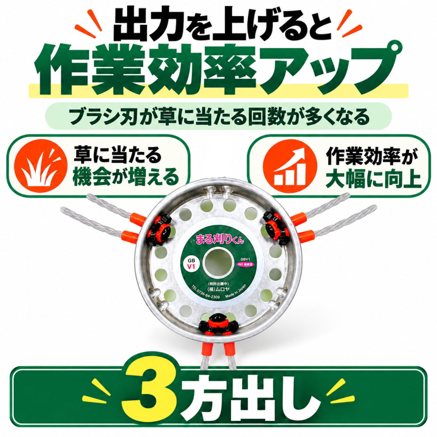 ムロヤ まる刈りくん GBV1 万能ブラシ草刈り刃 強化ナイロンコードカッター 本体 替刃 クリスタルドラゴン クリスタルドラゴンJr. 草刈機用 22cc以上