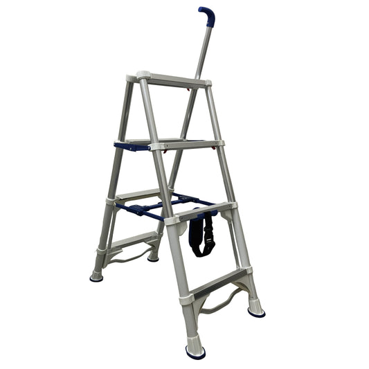 SIGNET 99851 伸縮式4段アルミ脚立 手すり付き ロックランプ搭載 耐荷重150kg コンパクト収納