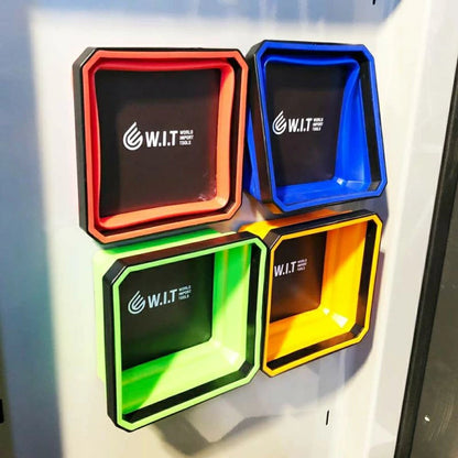 WIT シリコン製マグネットトレー 折り畳み式 強化マグネット 工具・ネジ・ボルト収納 レッド オレンジ グリーン ブルー 4色セット 5018125 5018128 5018126 5018127 5017963 ワールドインポートツールズ
